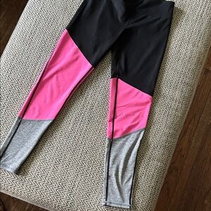 Zella Colorblock Leggings - Black, Pink, and Gray